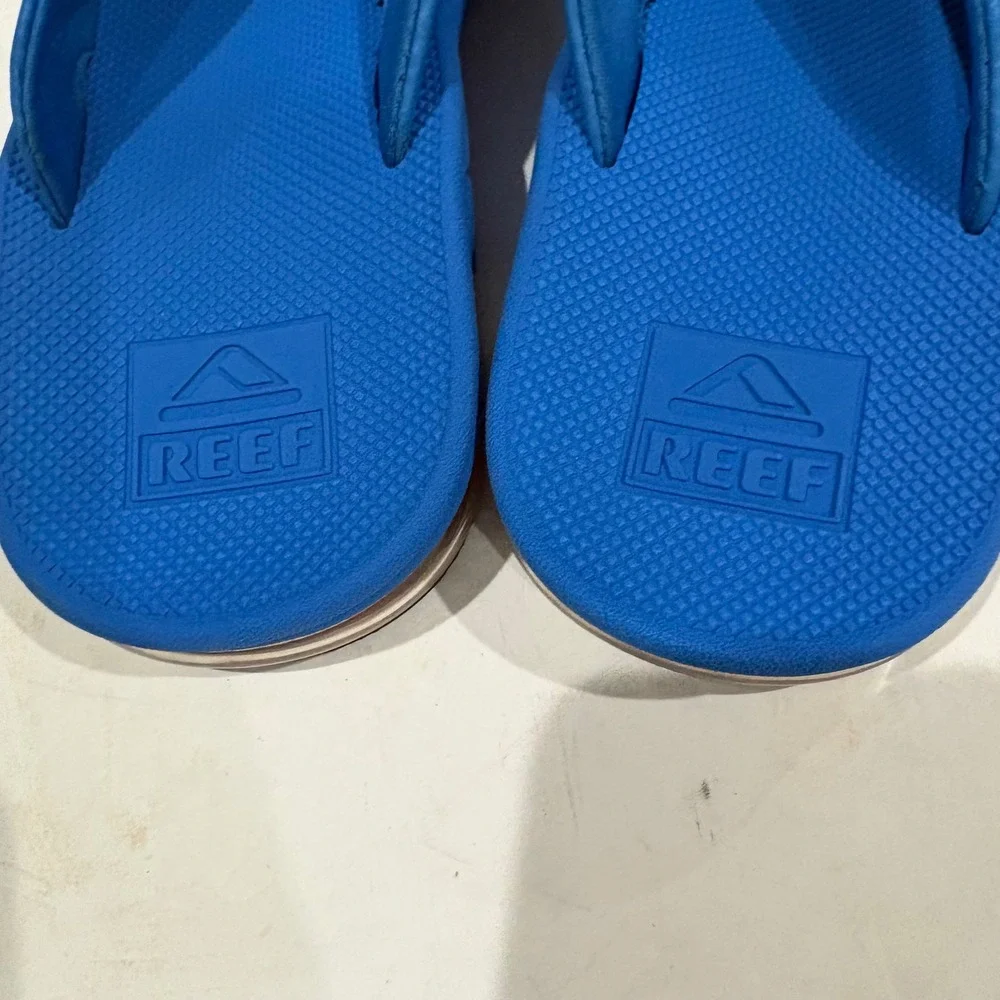 Reef Kids Fanning Blue Black Orange Athletic Flip Flop Sandals Size 4/5